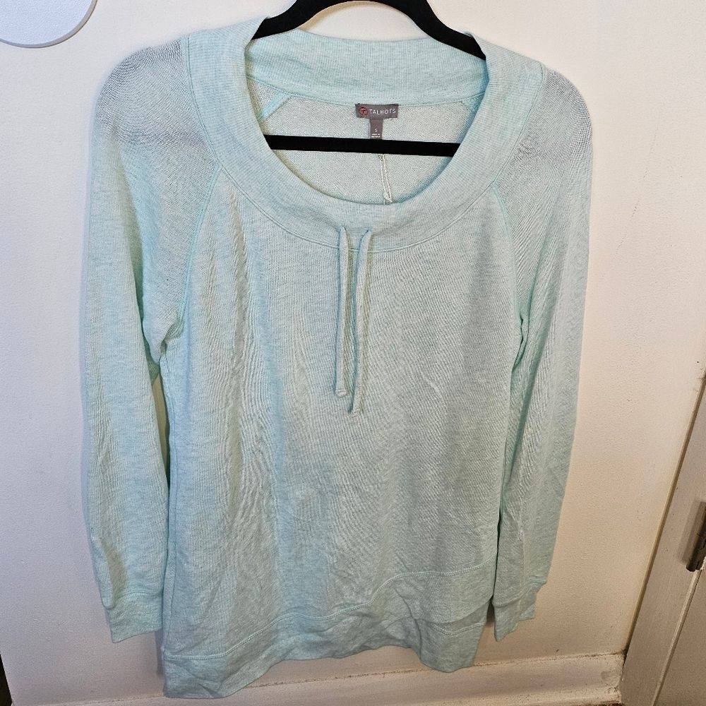 NWT Talbots Terrycloth Pullover Tunic Aqua Blue Small